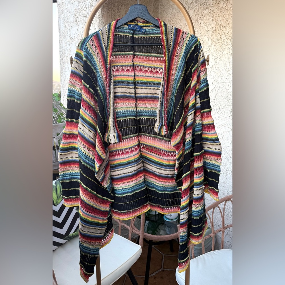 POLO RALPH LAUREN Blue Label Serape Southwestern Wrap Sweater - Picture 2 of 15